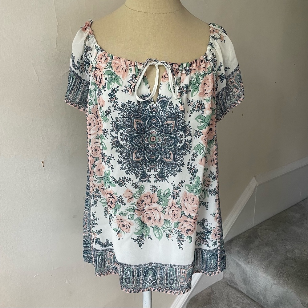 Joie Multicolor Taj Silk Floral Short Cap Sleeve Blouse Size XXS 3638-T5592 - Picture 5 of 12